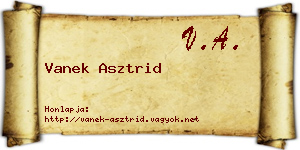 Vanek Asztrid névjegykártya